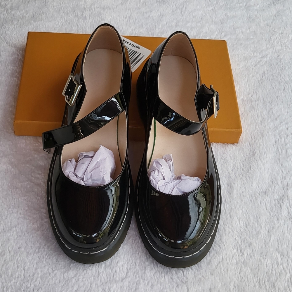 100FIXEO Women Retro Black Mary Jane Shoes size 8.5 color Black!